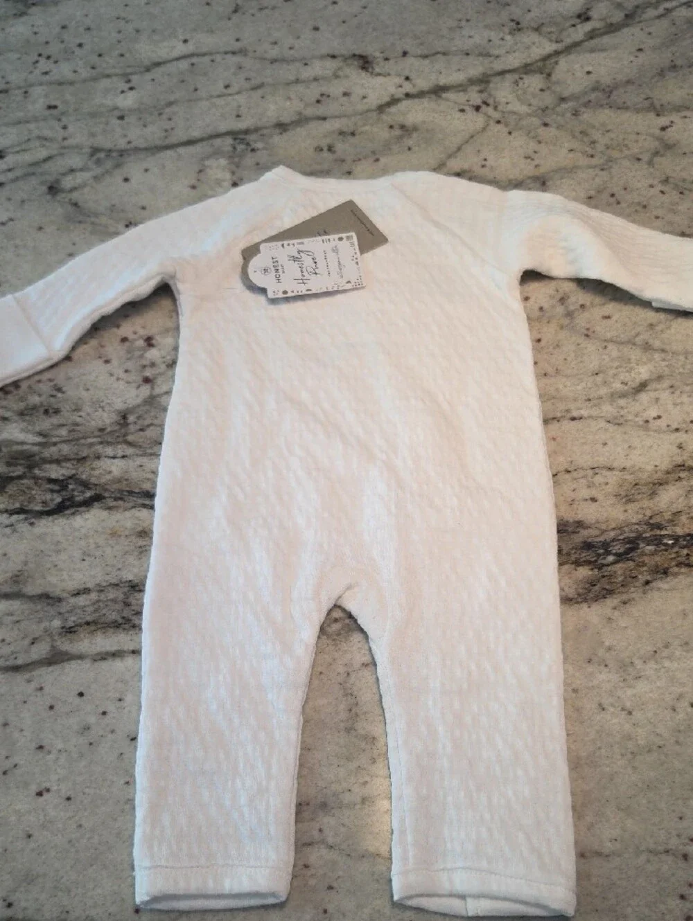 Honest Baby White Quilted 100% Organic Cotton One-Piece Romper Newborn Nwt